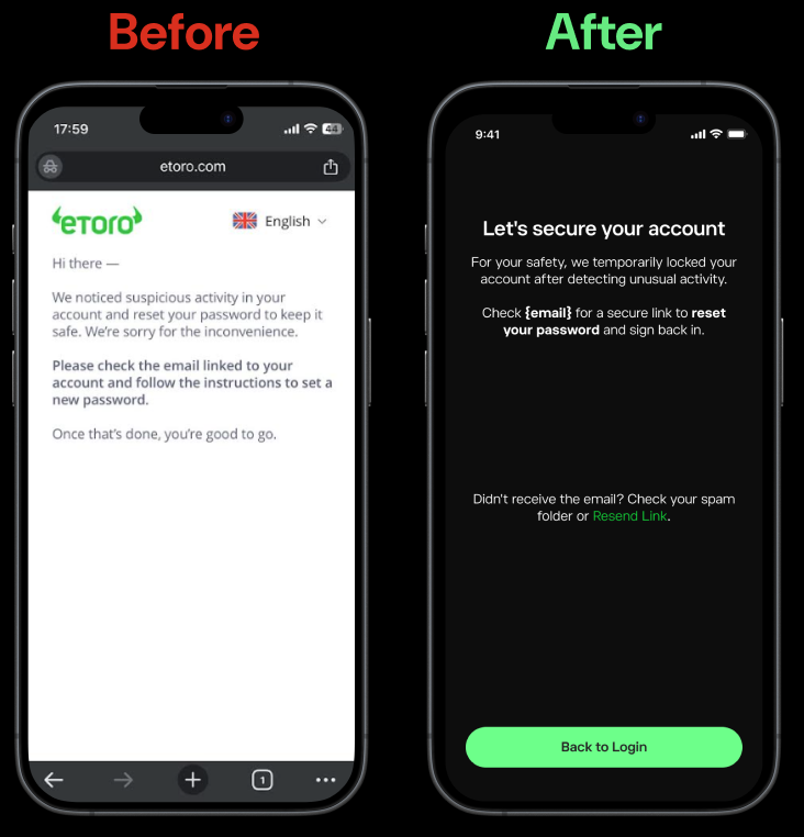 Account locked screen redesign
