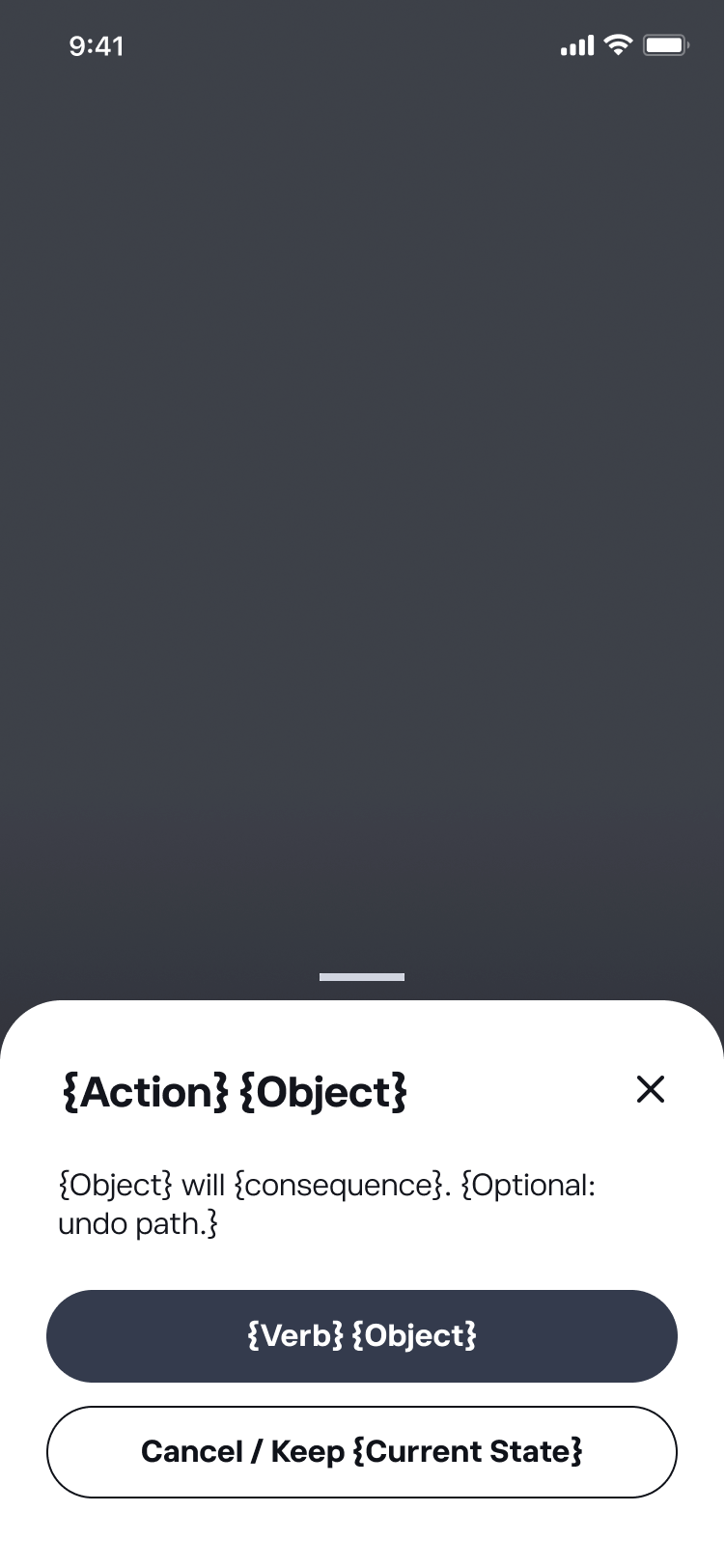 Confirmation Modal formula placeholder