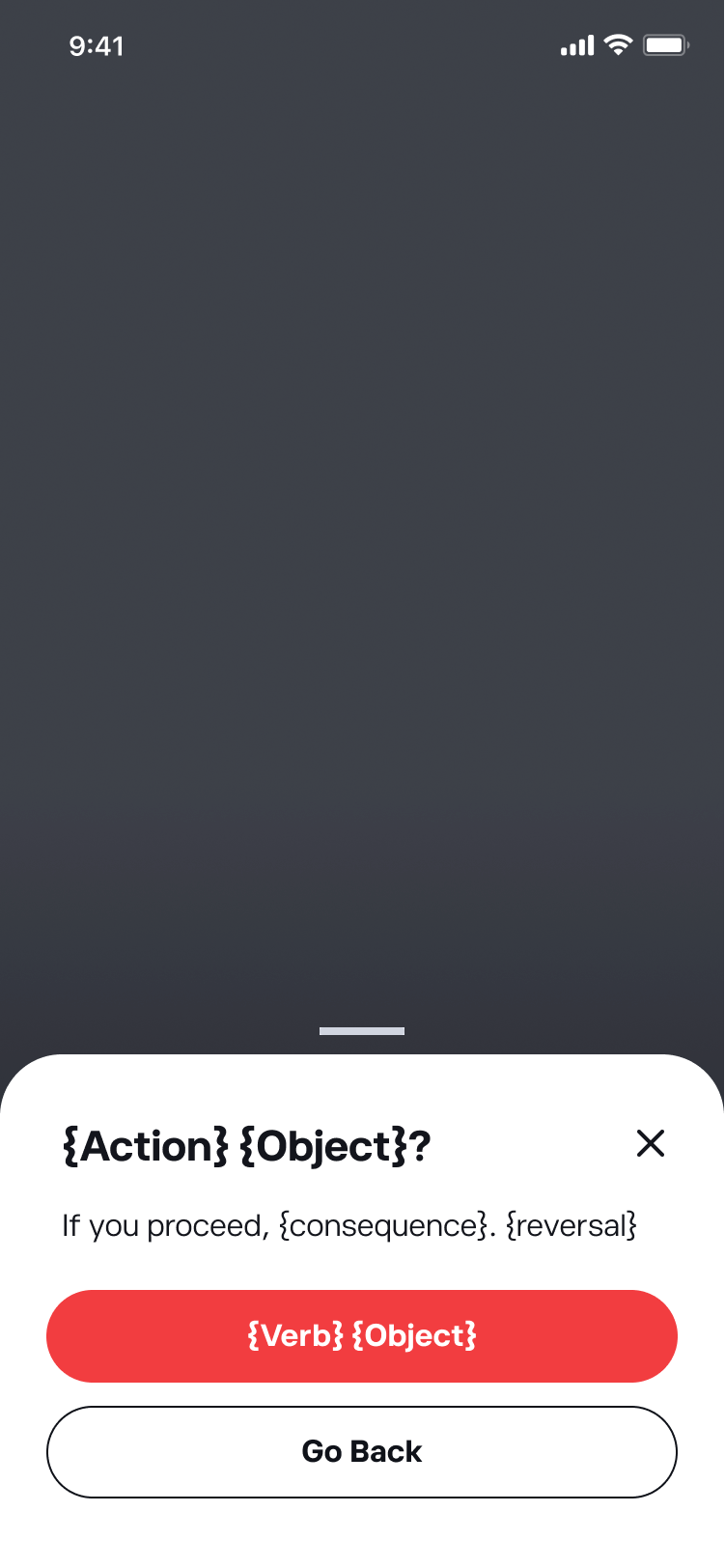 Destructive Modal formula placeholder in Figma