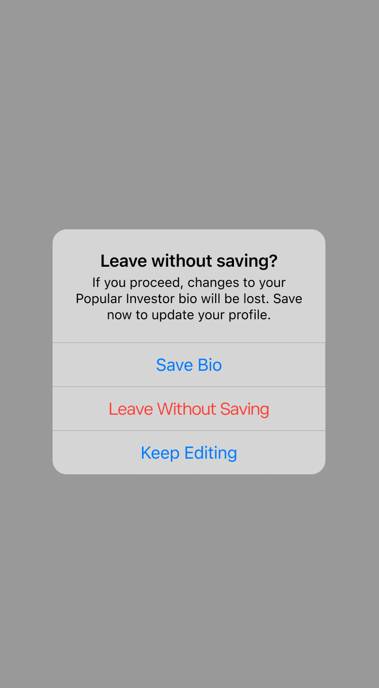 Unsaved Changes filled: Popular Investor bio